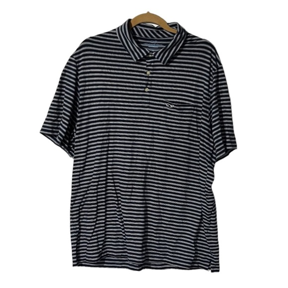 Vineyard Vines Edgartown Polo Striped Blue and White Size XL Preppy Nautical - Picture 1 of 5
